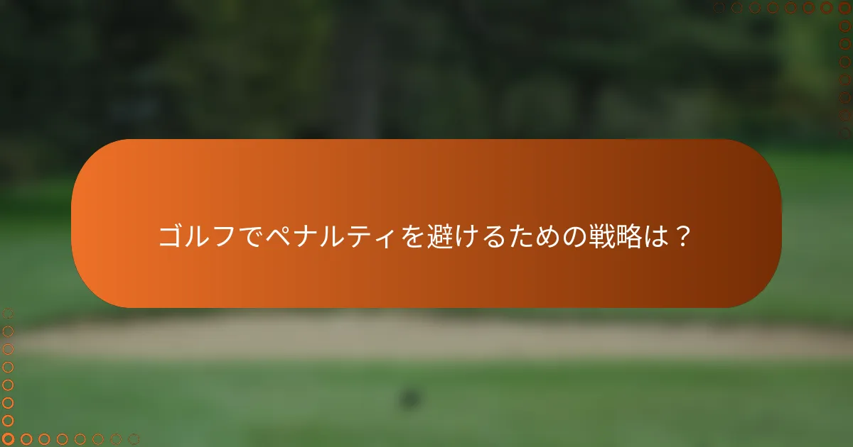 ゴルフでペナルティを避けるための戦略は？