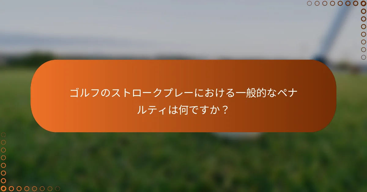 ゴルフのストロークプレーにおける一般的なペナルティは何ですか？