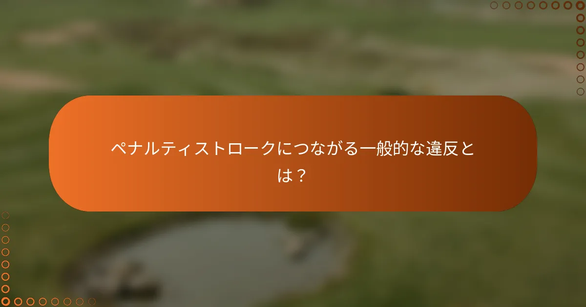 ペナルティストロークにつながる一般的な違反とは？